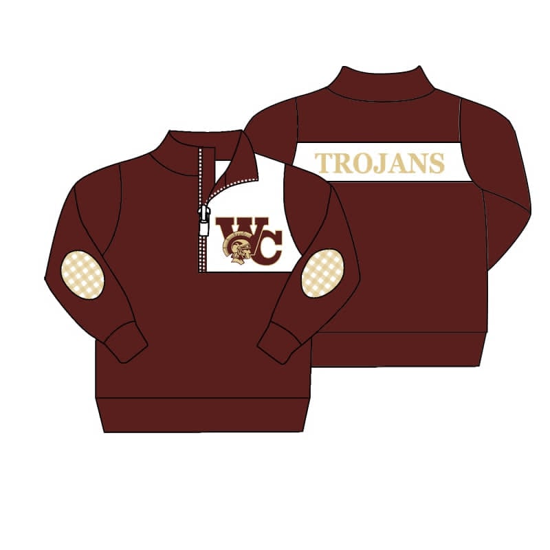 Preorder(moq 5) Adult Men Team Trojans Football Team Zip pullover Tops
