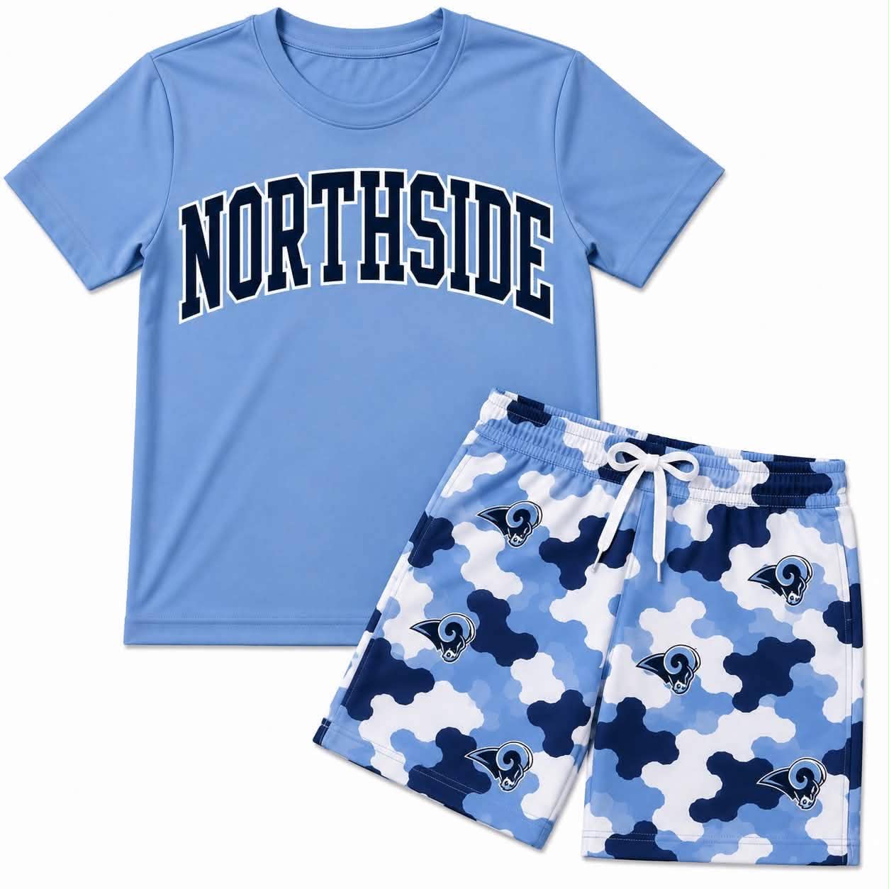Preorder moq 5 Baby Boys Northside Top Camo Short Team Clothes Sets
