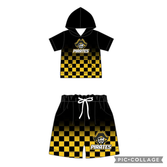Preorder (moq 5)Baby Boys Pirates Hooded Top Shorts Clothes Sets