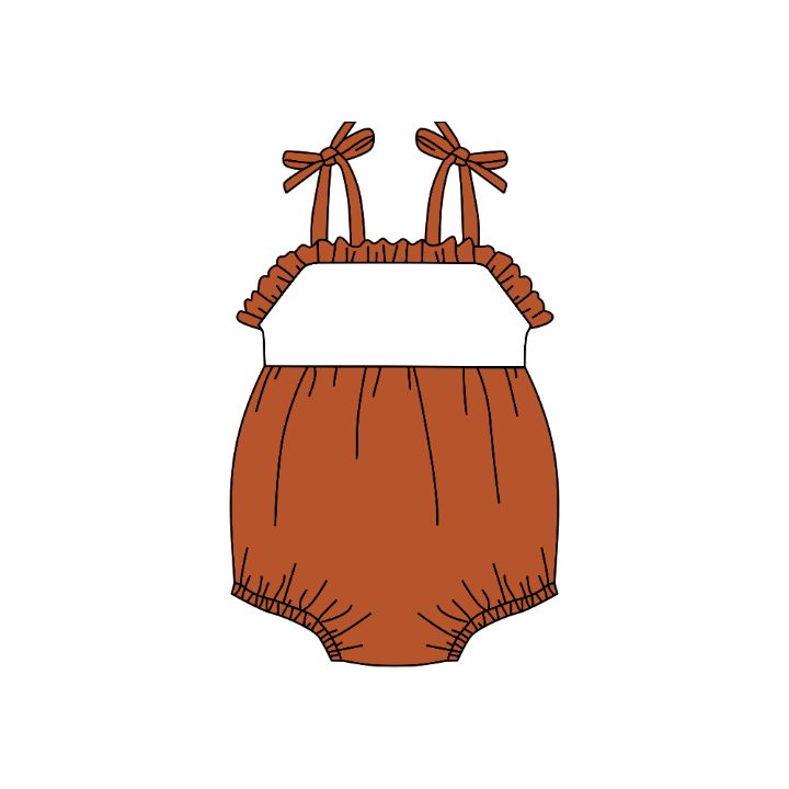 Preorder(moq 5)Baby Infant Girls Burnt Orange Straps Summer Rompers