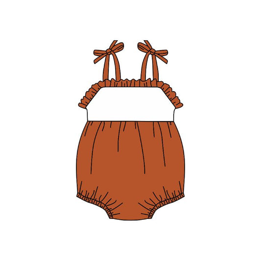 Preorder(moq 5)Baby Infant Girls Burnt Orange Straps Summer Rompers