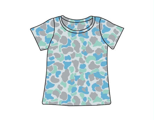 Preorder (moq 5)Baby Boys Short Sleeve Green Camouflage Short Sleeve Shirts Tops