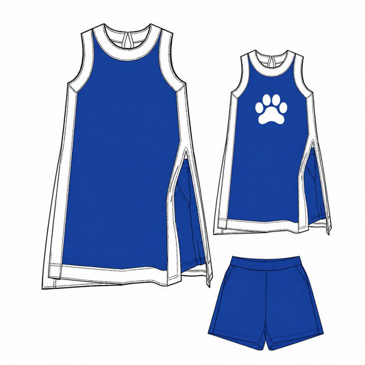 Preorder moq 5 Baby Girls Sleeveless Wildcats TC Yoga Active Split Short Clothes Set