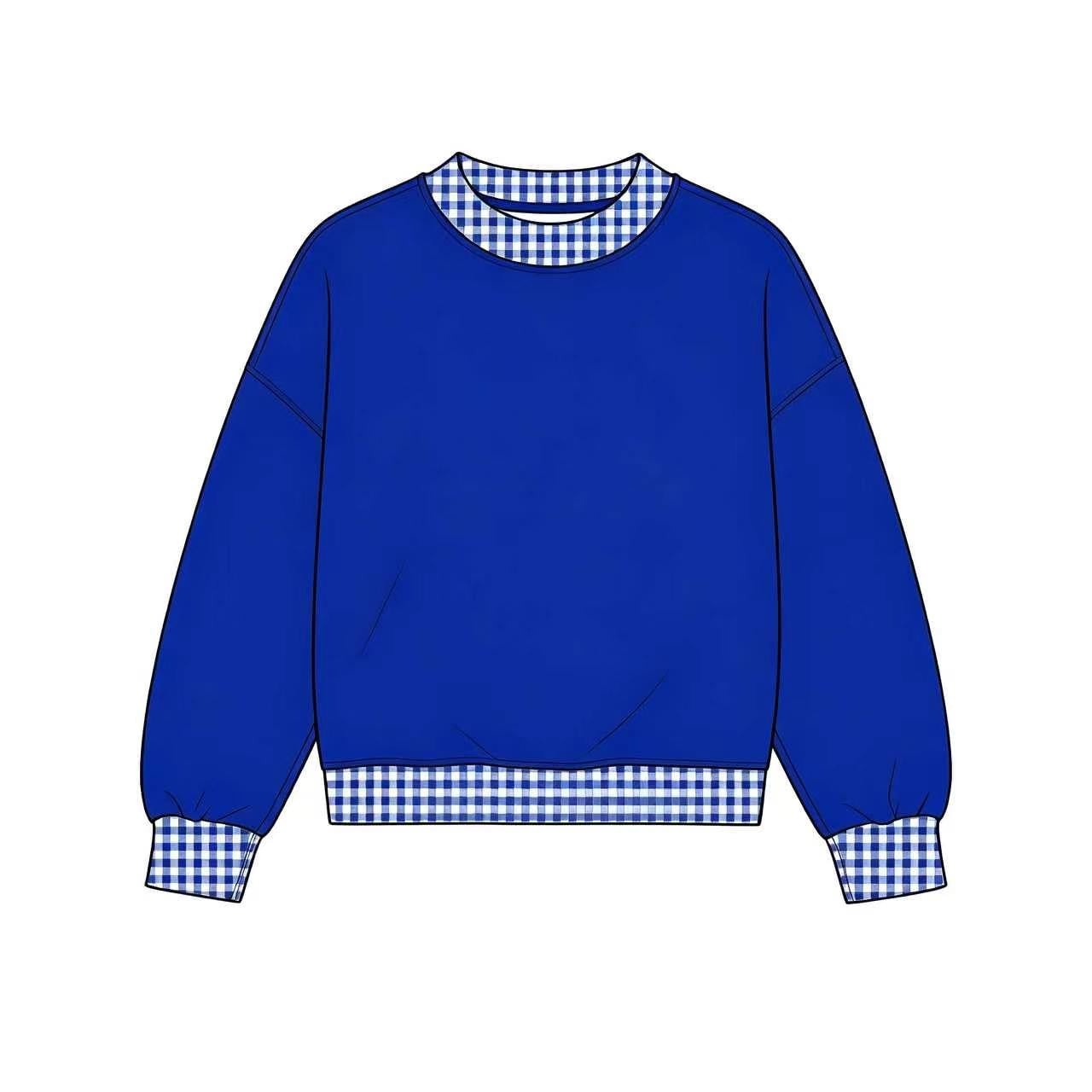 Preorder (moq 5)Baby Girls Long Sleeve Blue Cotton T-shirts Tops