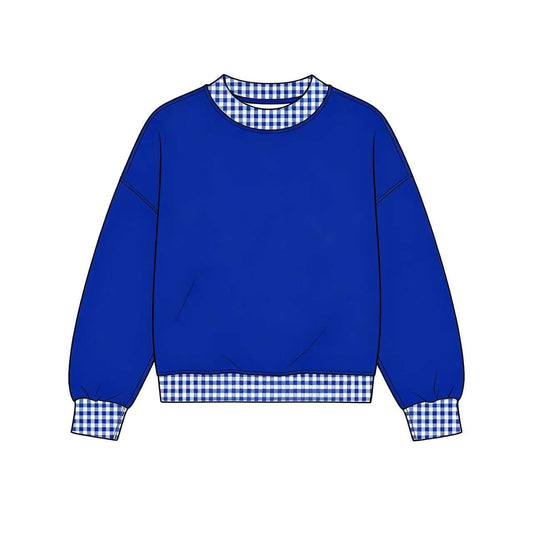 Preorder (moq 5)Baby Girls Long Sleeve Blue Cotton T-shirts Tops