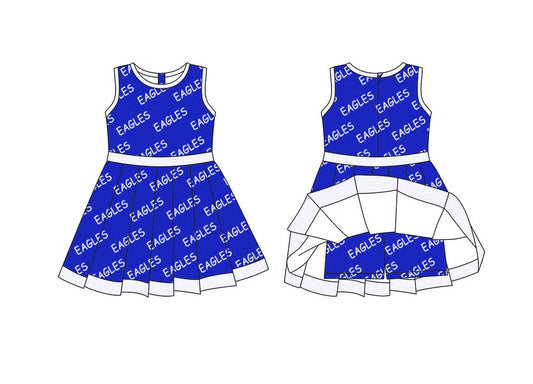 Preorder(moq 5) Baby Girls Sleeveless Eagles Knee Length Dresses