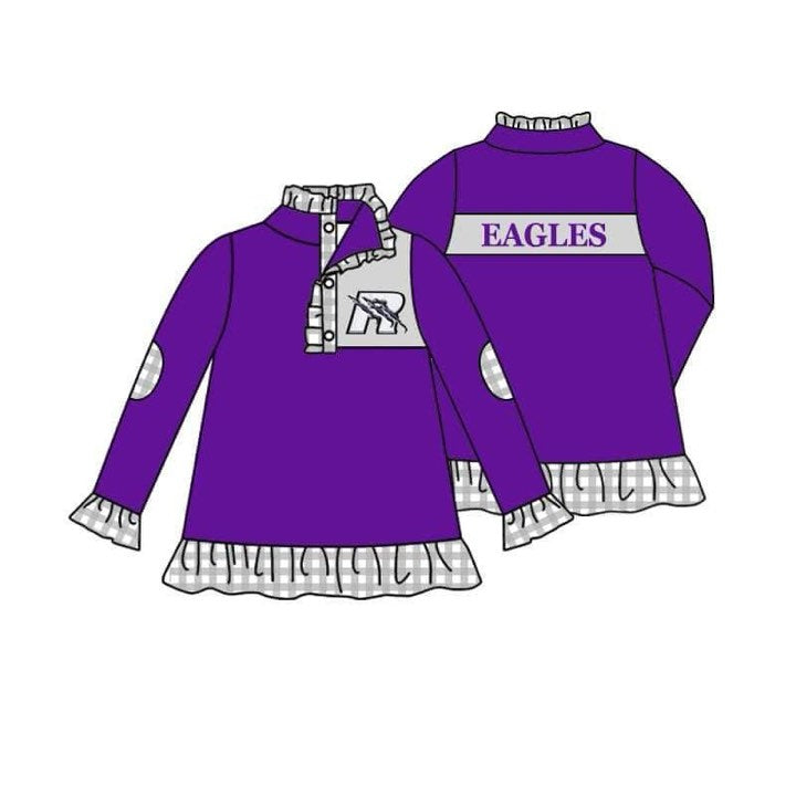 Team Baby Girls Long Sleeve Eagles Buttons Pullover Shirt Tops preorder(moq 5)