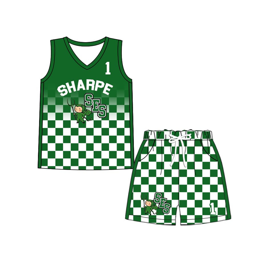 Preorder (moq 5)Baby Boys Milk silk Sharpe Basketball Team Shirt Shorts Sets