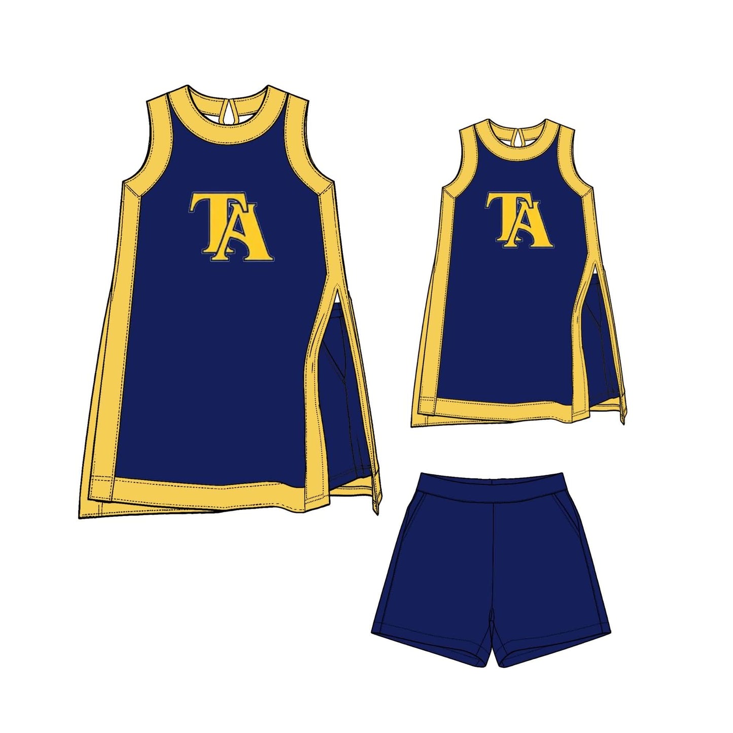 Preorder moq 5 Baby Girls Sleeveless Tusc Academy Yoga Active Split Short Clothes Set