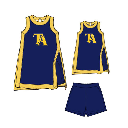 Preorder moq 5 Baby Girls Sleeveless Tusc Academy Yoga Active Split Short Clothes Set