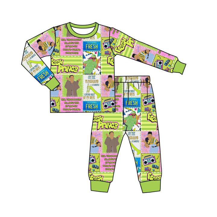 Baby Kids Long Sleeve Green Fresh Top Pants Pajamas Clothes Sets preorder(MOQ 5)