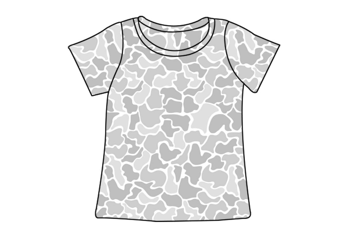 Preorder moq 5 Adult Men Milk Silk Light Grey Camouflage Short Sleeve T-shirts Tops