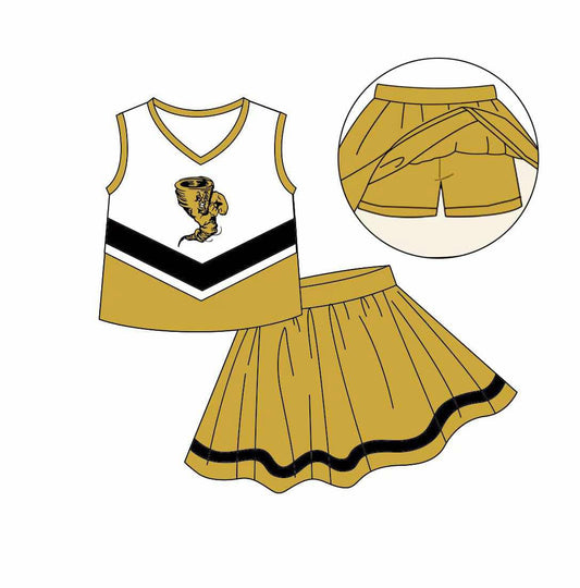 Preorder (moq 5)Baby Girls tornado Gold Team Sleeveless Top Skort Set