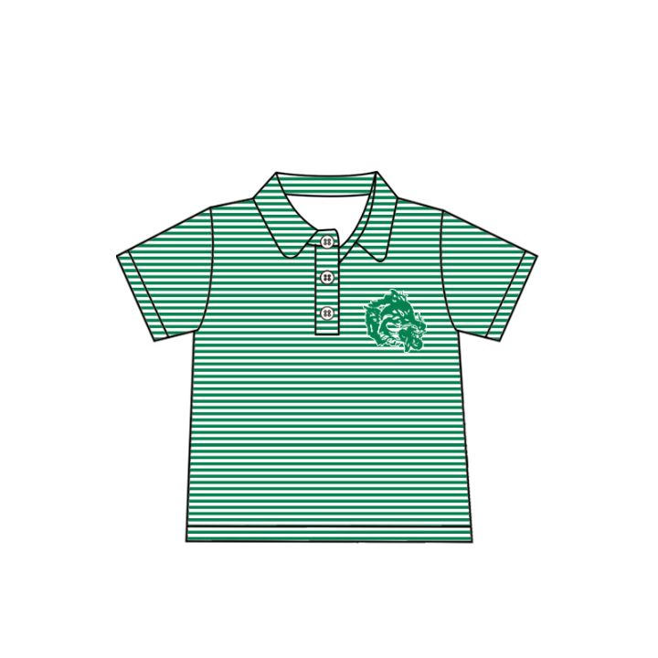 Preorder(moq 5) Baby Boys Green Monahans Loboes Short Sleeve Tee Pullovers Shirts Tops