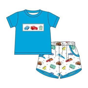 Baby Boys Short Sleeve Blue Top Cars Shorts Clothes Sets preorder (moq 5)