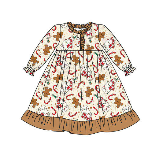 Baby Girls Gingerbread Christmas Knee Length Dresses preorder