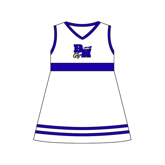 Preorder (moq 5)Baby Girls BH Bird White Team Knee Length Dresses