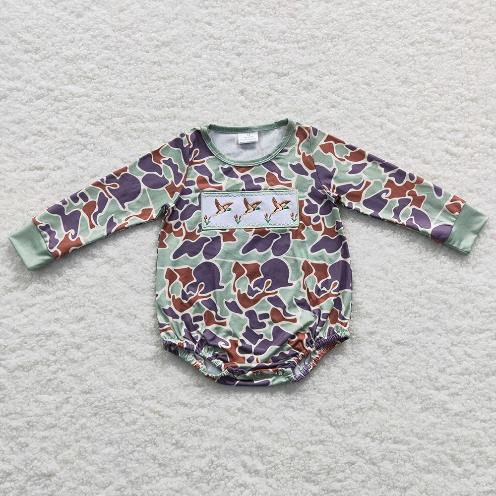 Baby Girls Duck Camo Rompers