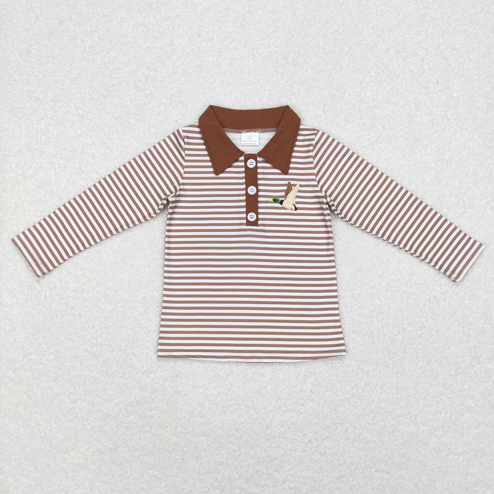 Baby Boys Brown Stripes Duck Tee Shirts Pullovers Tops