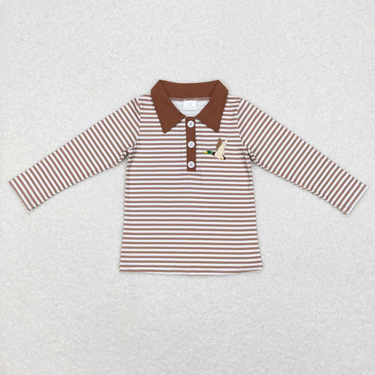 Baby Boys Brown Stripes Duck Tee Shirts Pullovers Tops