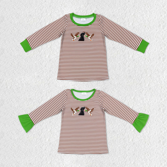 Baby Children Kids Duck Stripes Sibling Embroidery Tee Shirts