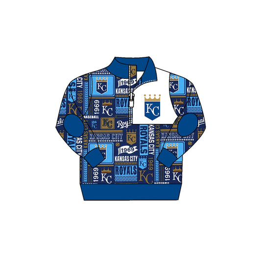 Preorder (moq 5)Baby Boys KC Team Blue Zip Pullovers Tops