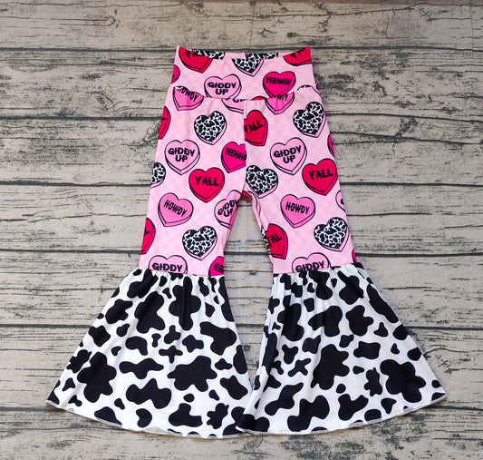 Baby Girls Valentines Western Hearts Bell Bottom Pants