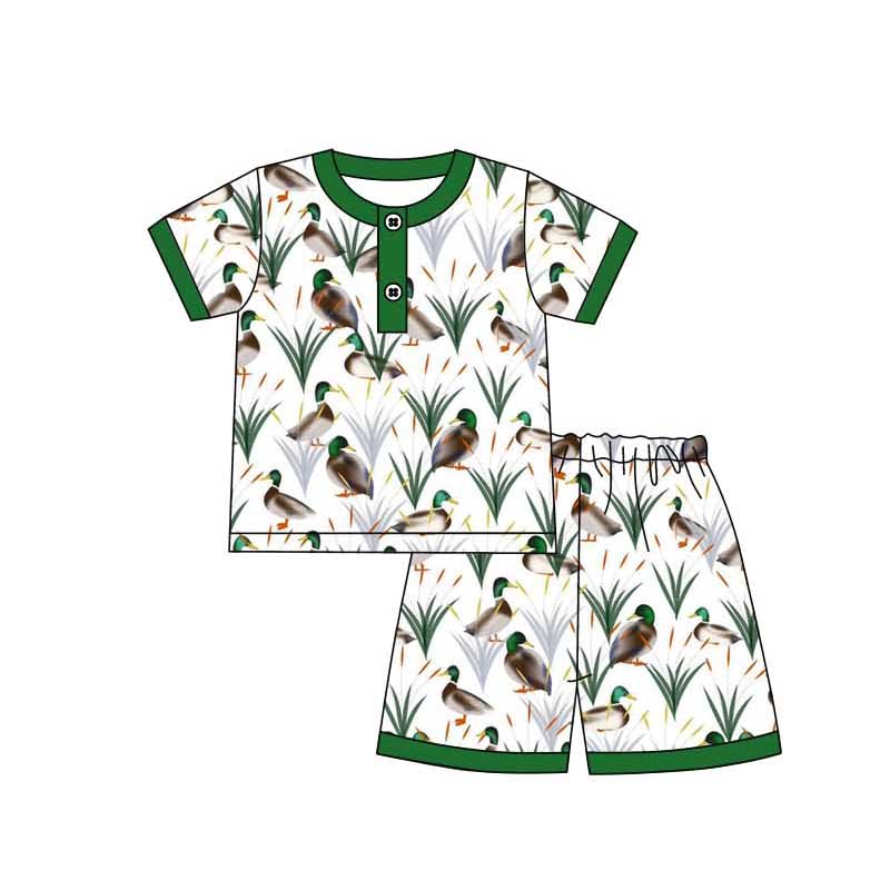 Baby Boys Mallard Ducks Top Ruffle Shorts Pajamas Sets preorder(MOQ 5)