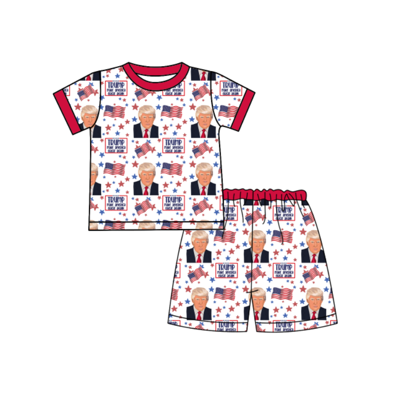 Baby Boys Trump Short Sleeve Top Shorts Pajamas Clothes Sets preorder(MOQ 5)