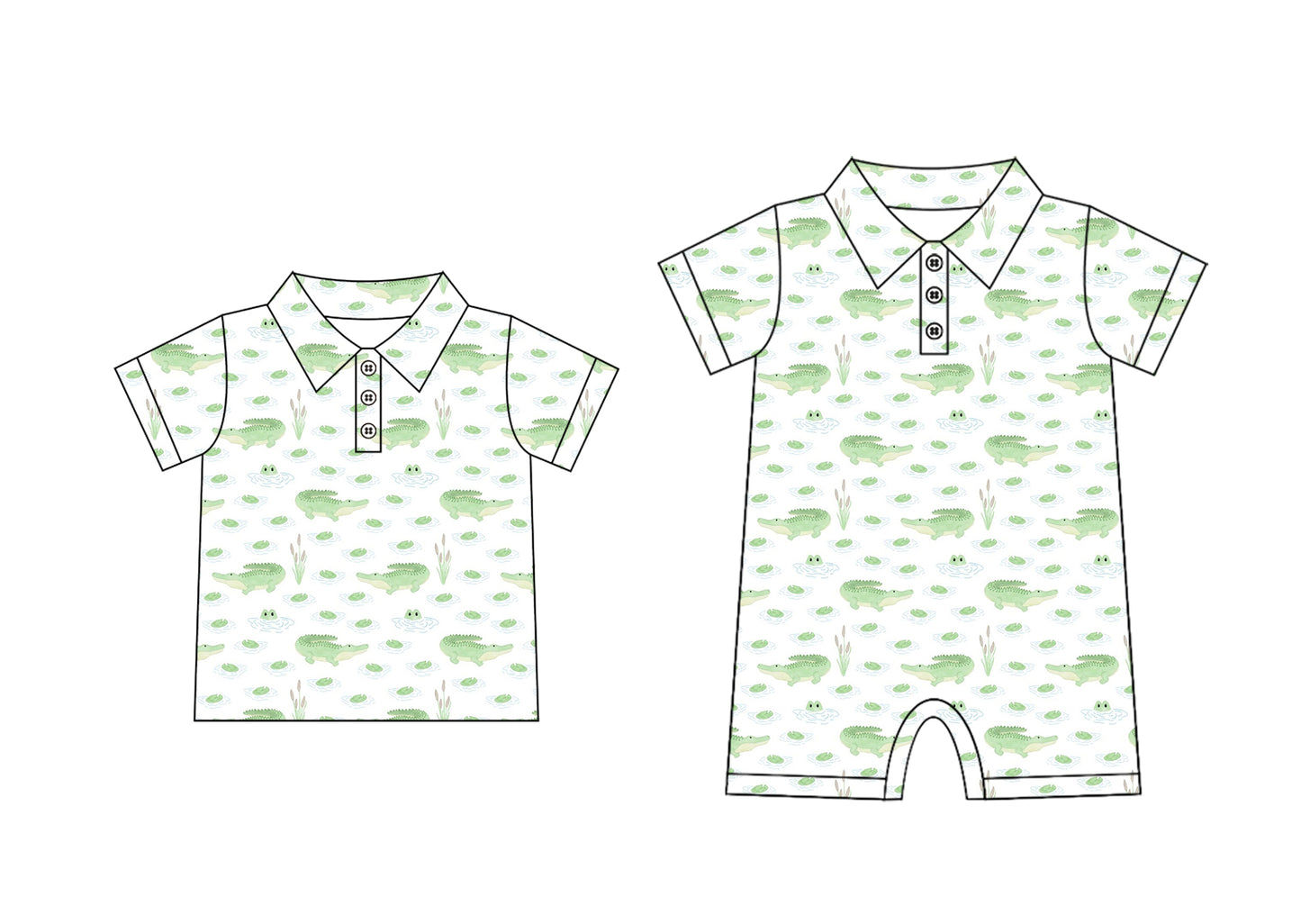 Preorder moq 5 Custom Baby Boys Short Sleeves Button Crocodile Polo Shirts Top Rompers