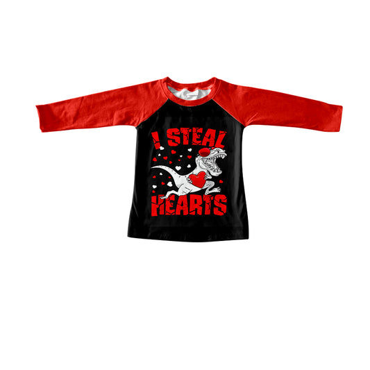 Baby Boys Valentines Dinosaur Hearts Long Sleeve Tops preorder(moq 5)