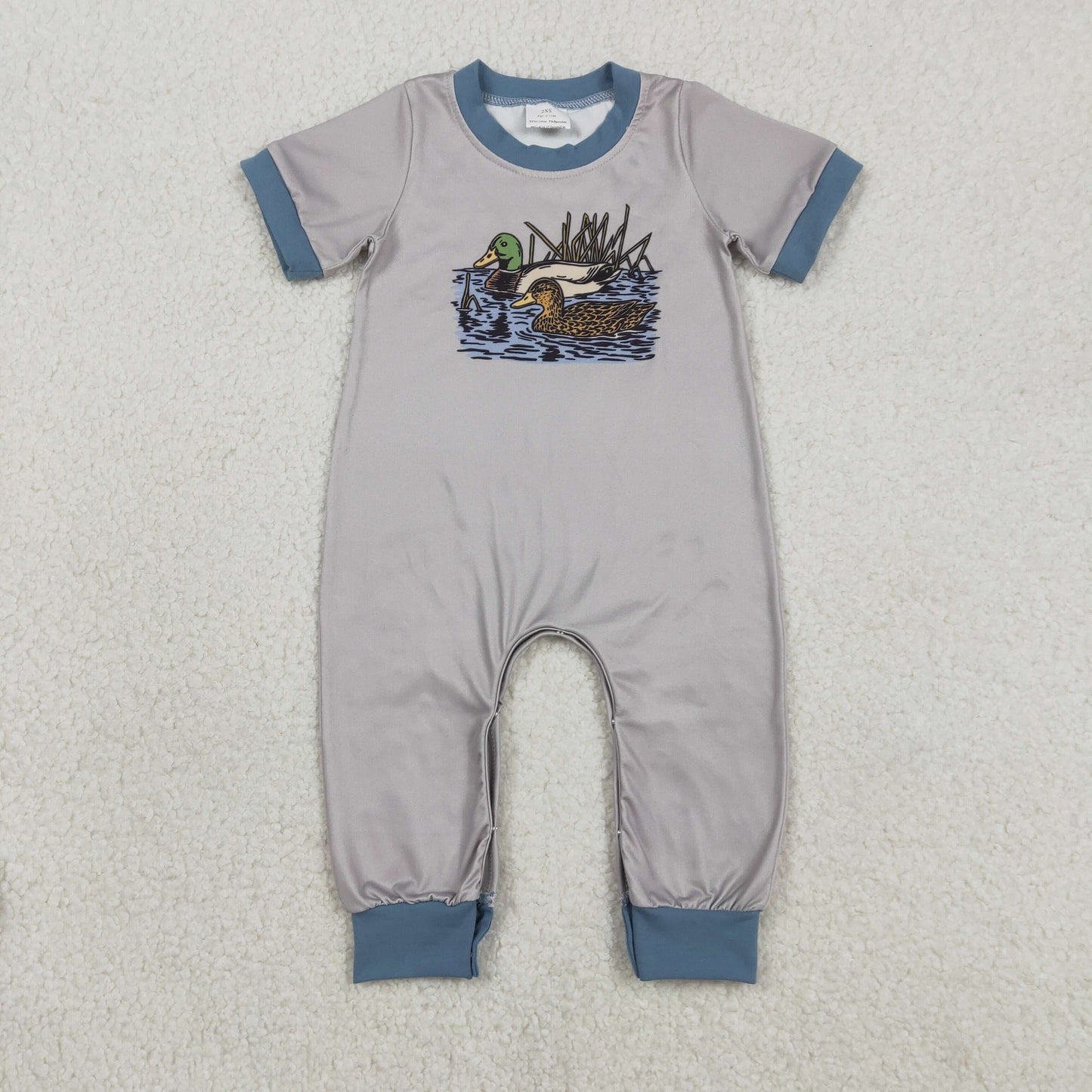 Baby Boys Ducks Hunting Footie Rompers