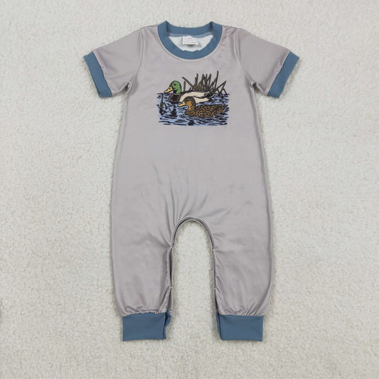 Baby Boys Ducks Hunting Footie Rompers