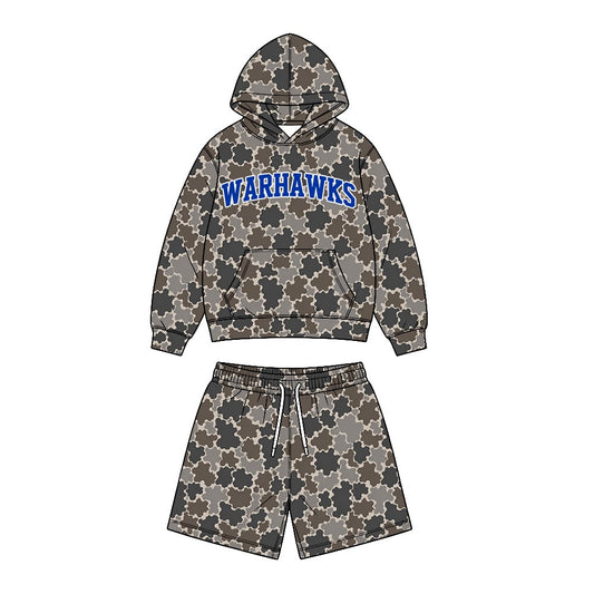 Preorder (moq 5) Baby Boys Warhawks Dark Camouflage Hoodie Short Team Clothes Sets