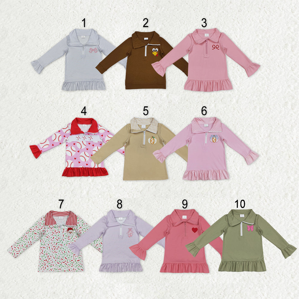 Sibling Baby Boys Girls Long Sleeve Embroidery Half Zipper Pullovers Top