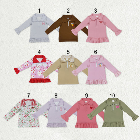 Sibling Baby Boys Girls Long Sleeve Embroidery Half Zipper Pullovers Top