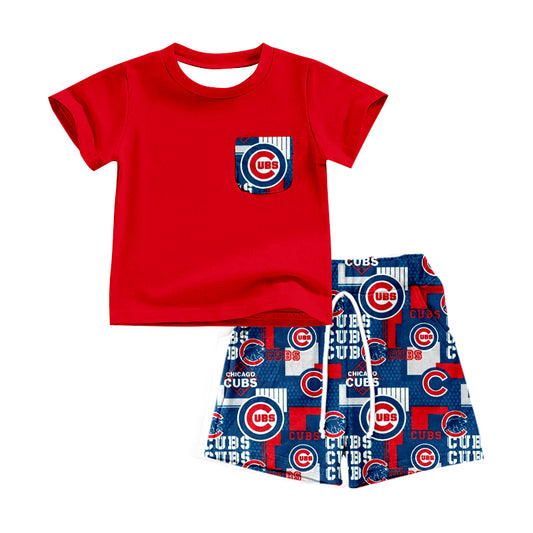 Baby Boys Red UBS Pocket team Shirt Top Shorts Clothes Sets preorder (moq 5)