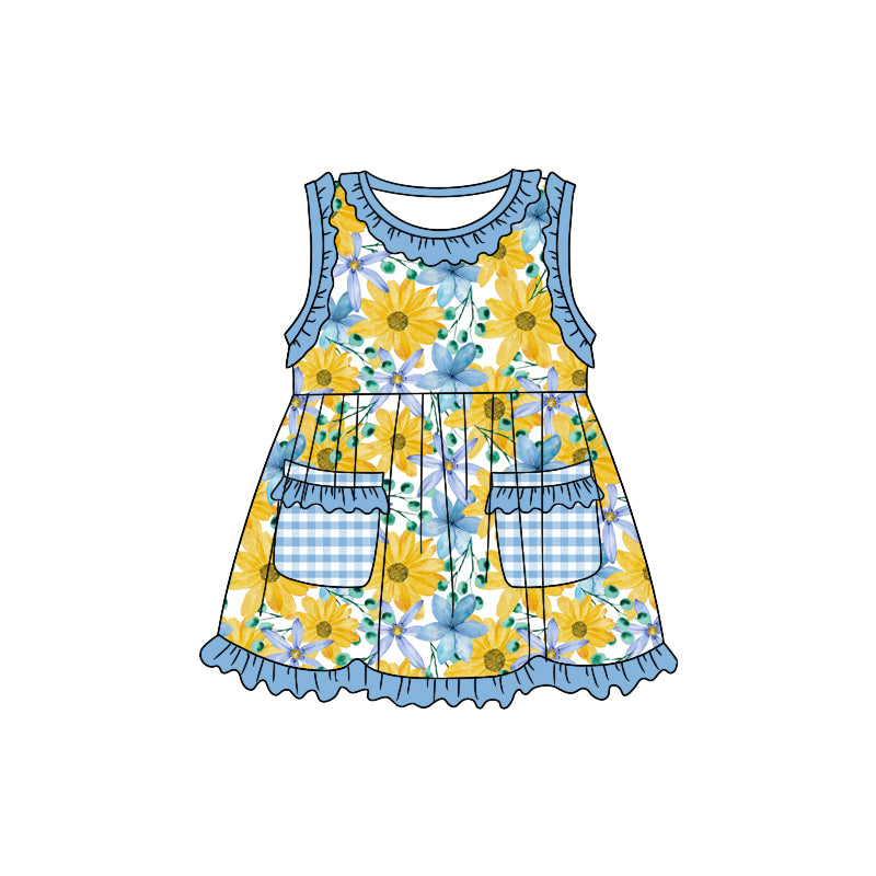 Baby Girls SunFlowers Rockets Sleeveless Knee Length Dresses Preorder(moq 5)