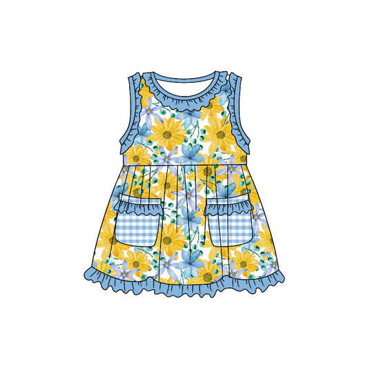 Baby Girls SunFlowers Rockets Sleeveless Knee Length Dresses Preorder(moq 5)