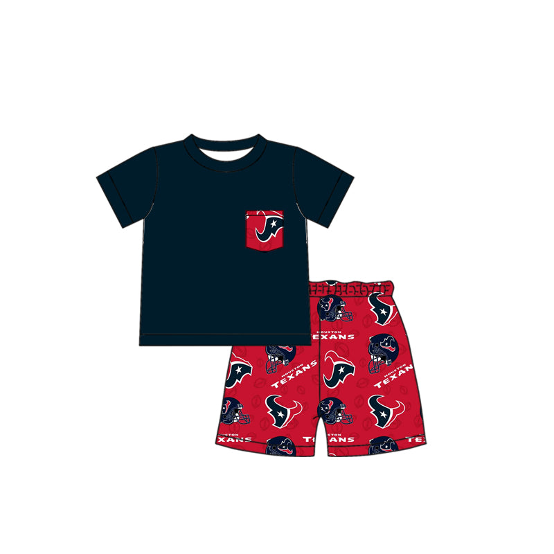 Baby Boys Texans Team Navy Shirt Top Shorts Clothes Sets preorder(MOQ 5)