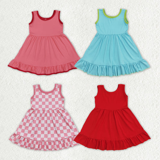 Sibling Baby Girls Sleeveless Ruffle Knee Length Summer Dresses