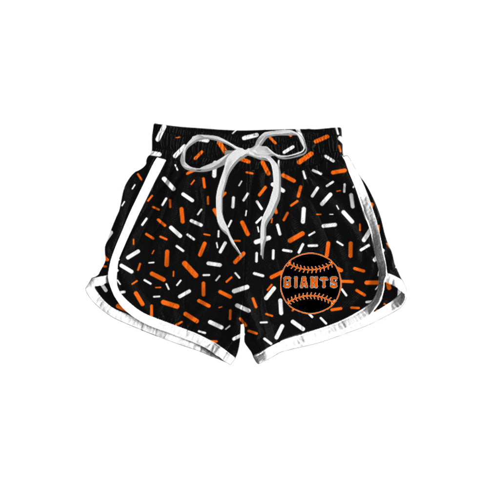 Preorder(moq 5) Baby Girls Black Giants Baseball Team Shorts Bottoms