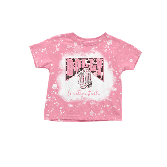 Preorder(moq 5)Baby Girls Singer Pink Boots Short Sleeve Tee Shirts Tops