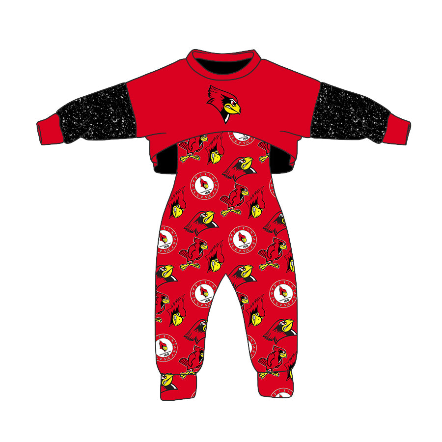 Baby Girls Team bird red Long Sleeve Top Jumpsuits 2pcs sets Preorder(moq 5)