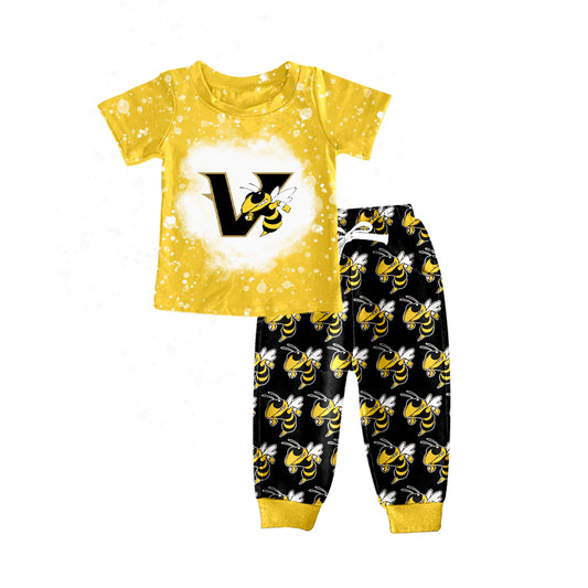 Baby Boys Vincent yellow jackets Team Tee Shirt Top Pants Clothes Sets Preorder(moq 5)