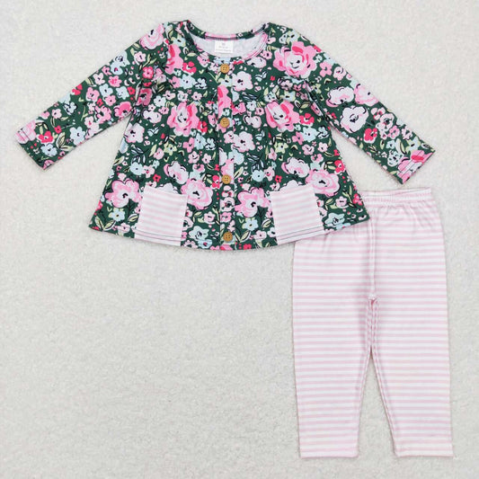 Baby Girls Floral Pocket Tunic Sibling Legging Pants Clothing Sets