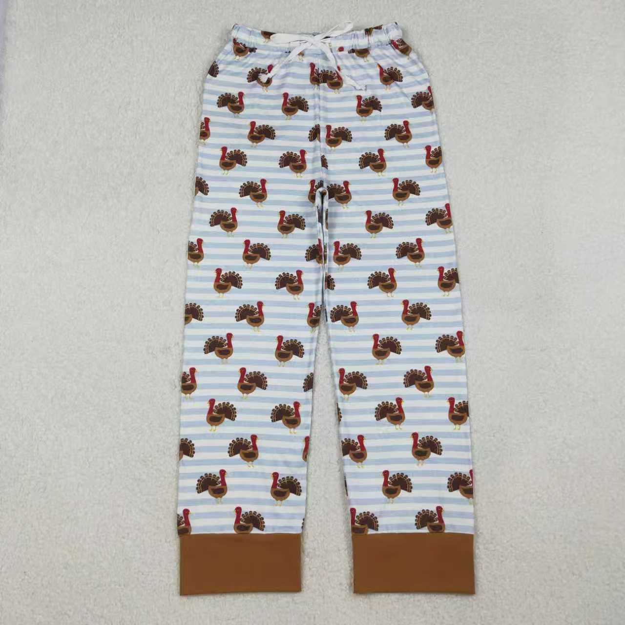 Mama and Me Thanksgiving Turkey Pajamas Pants Bottom Zipper Footie Rompers