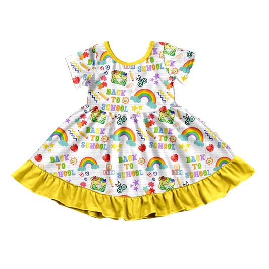 Baby Girls Back To School Knee Length Short Sleeve Dresses preorder(moq 5)
