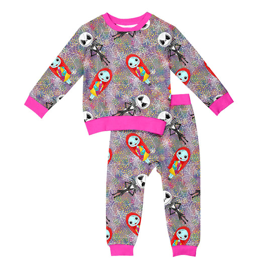 Baby Girls Halloween Nightmare Net Top Pants Pajamas Clothes Sets Preorder(moq 5)