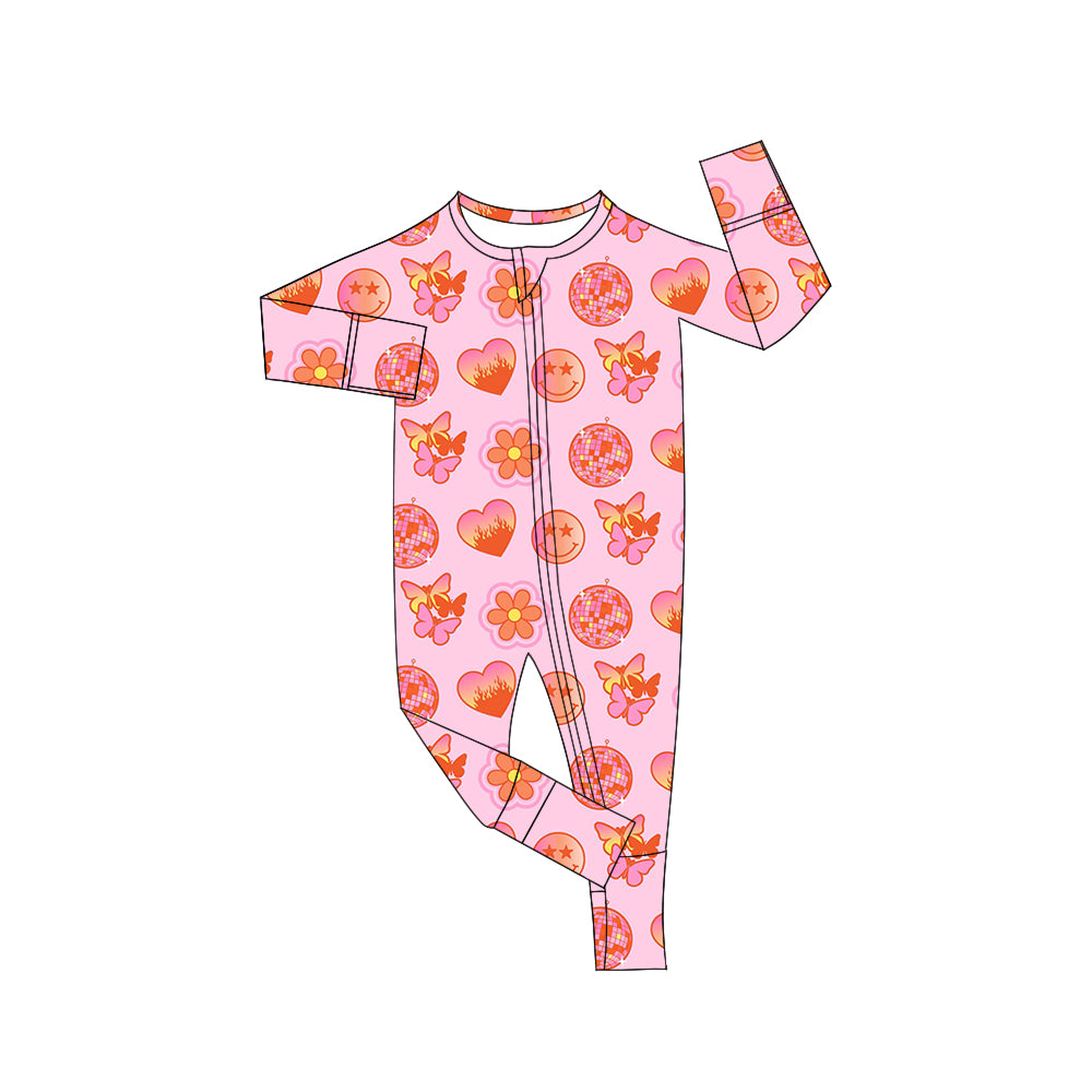 Baby Infant Girls Butterfly Smile Zip Rompers preorder(moq 5)